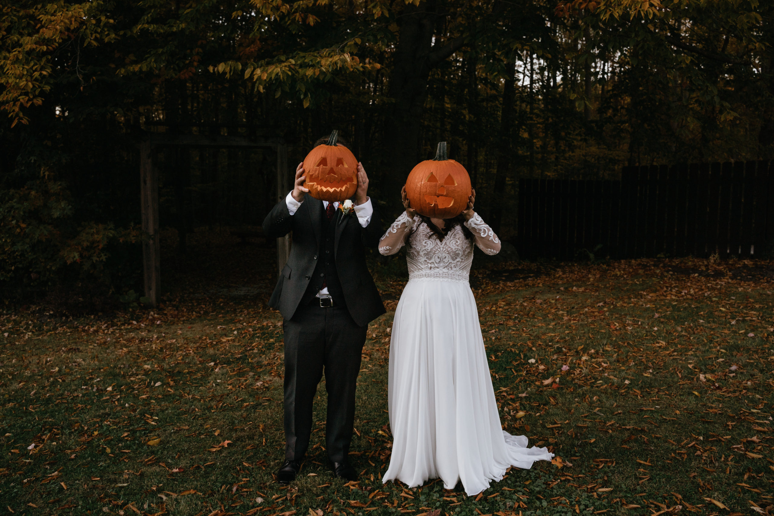 Bride and Groom Pumpkin Heads